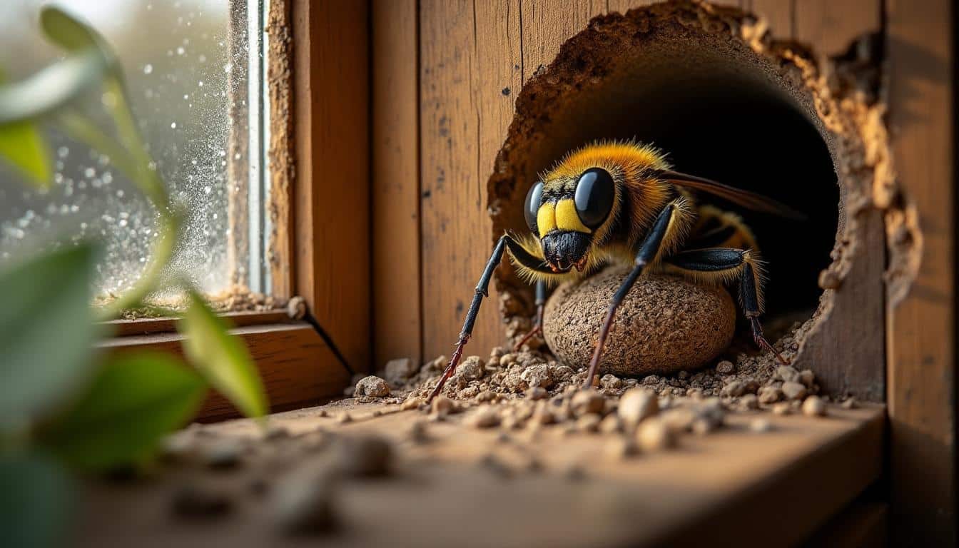 Illustration: Cycle de vie et comportement de la guêpe maçonne