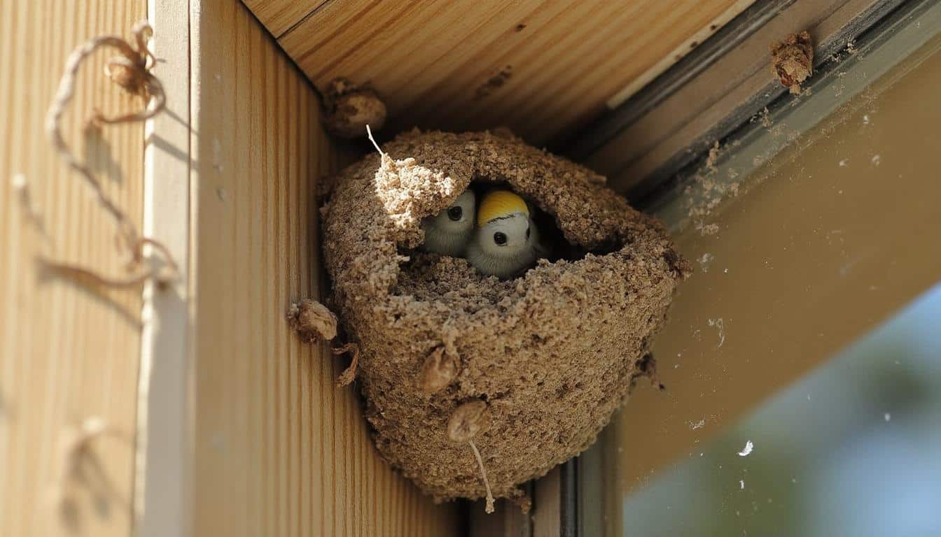 Illustration: À quoi ressemble un nid de guêpe maçonne sur une fenêtre ?
