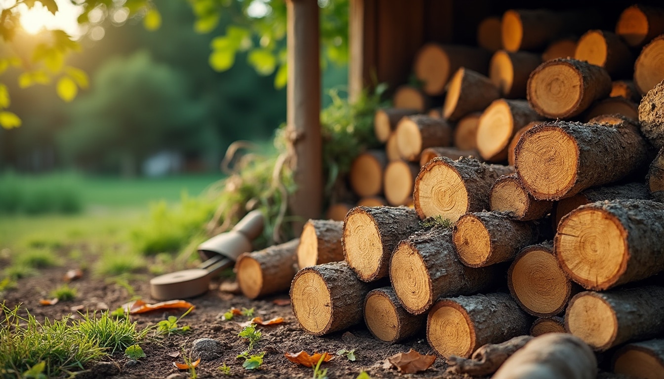 Illustration: Présentation du bois de châtaignier pour le chauffage