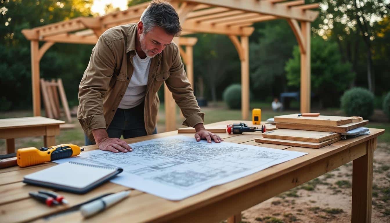 Illustration: L’importance d’un plan pour fabriquer une pergola en bois : sécurité et préparation