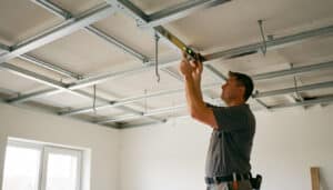 Ossature de faux plafond suspendu : rails et pose
