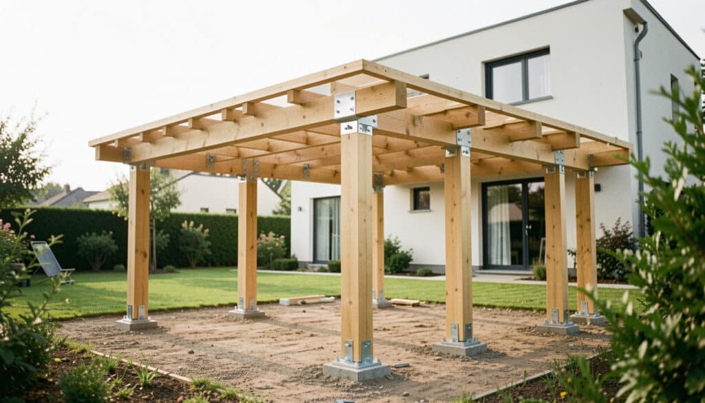Structure d’une terrasse en bois sur pilotis