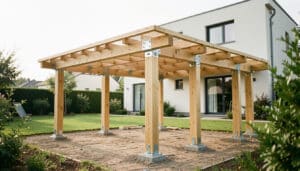 Structure d’une terrasse en bois sur pilotis