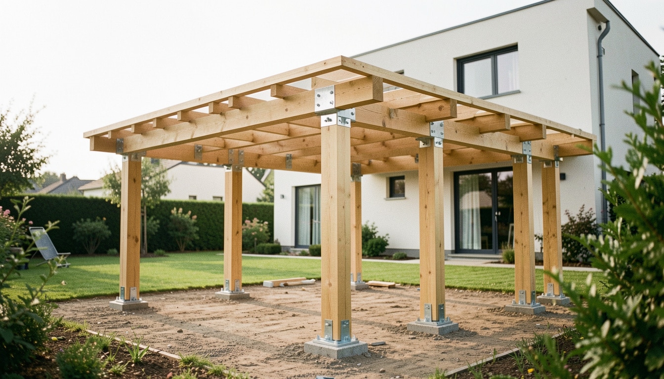 Structure d’une terrasse en bois sur pilotis