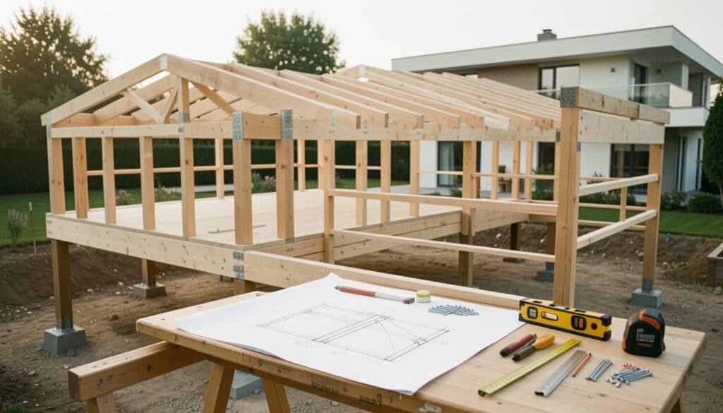 Plan de terrasse en bois sur pilotis, étapes et structure