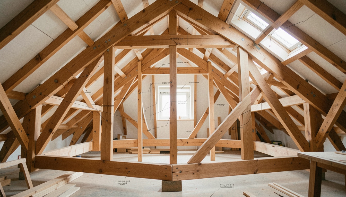 Schéma d’une charpente traditionnelle en bois